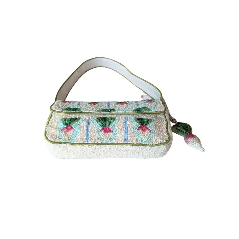 Handcrafted In India Viral Beaded Radish Shoulder Bag with Charm NWT - Picture 8 of 9
